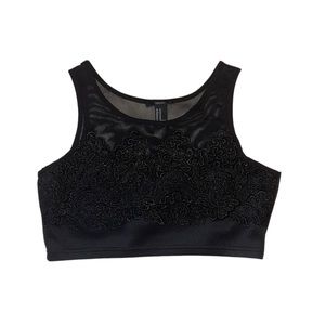 Black Sleeveless Crop Top.